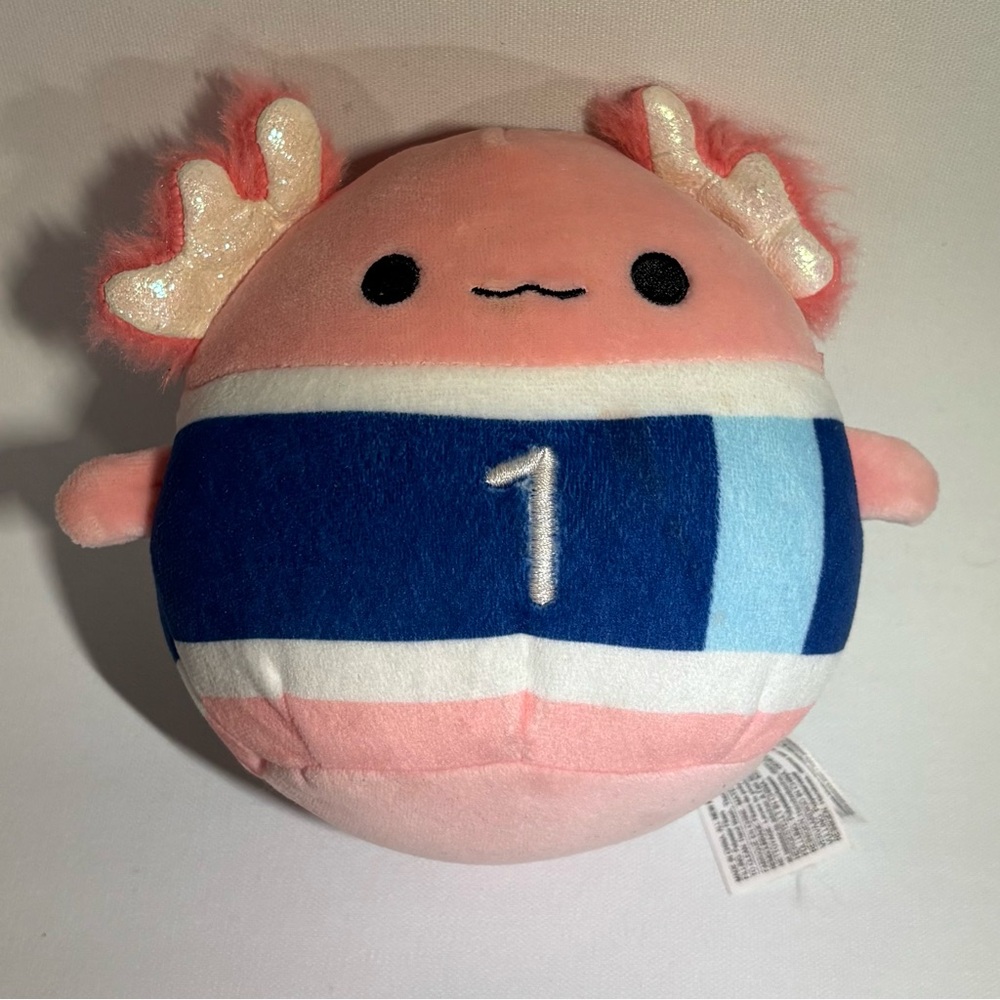 🌊 SQUISHMALLOWS ARCHIE THE AXOLOTL #1 SOCCER SPORTS JERSEY KELLYTOY 5" PLUSH 🌊
